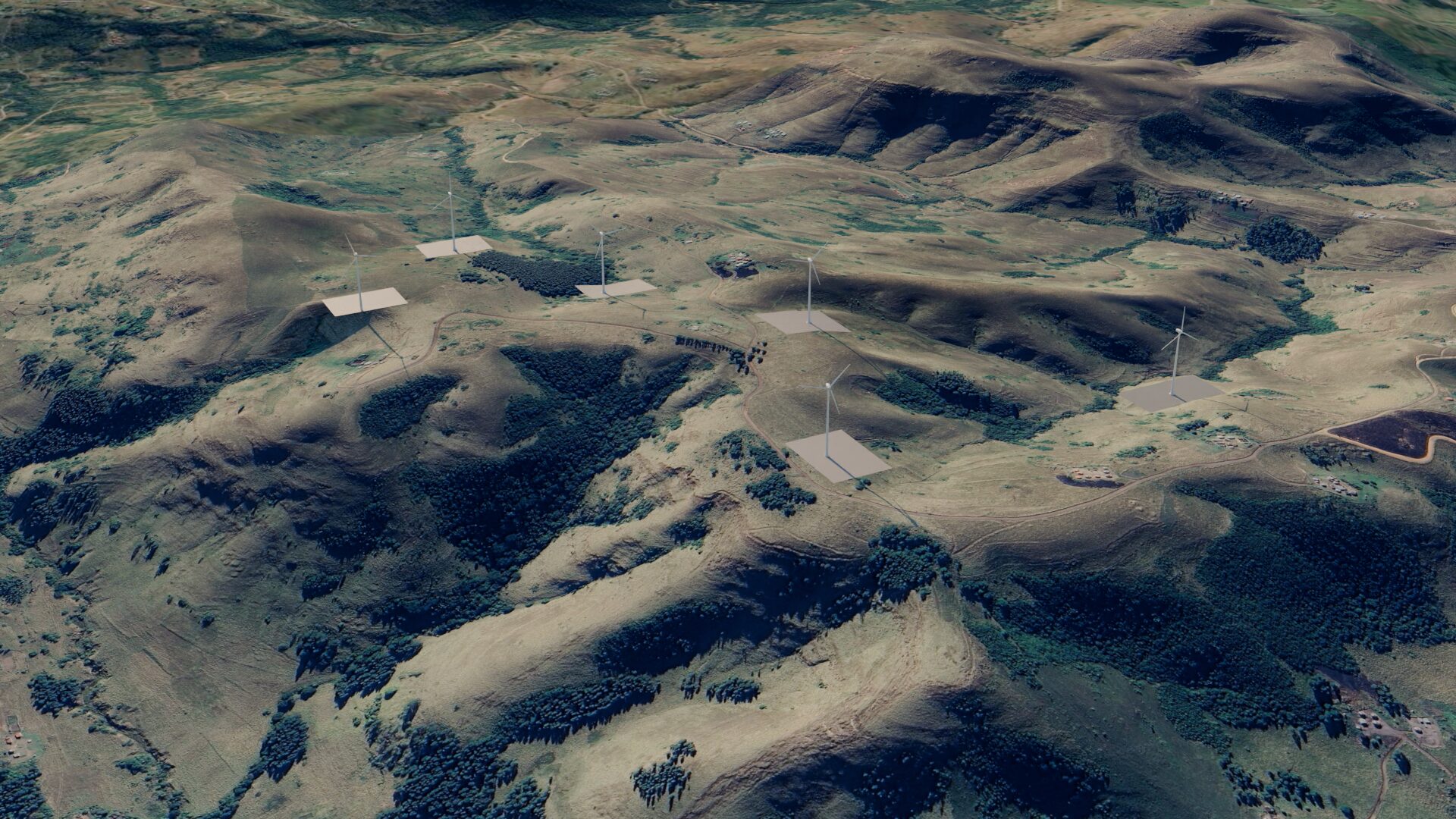 Rendered layout of the Project 3 wind farm